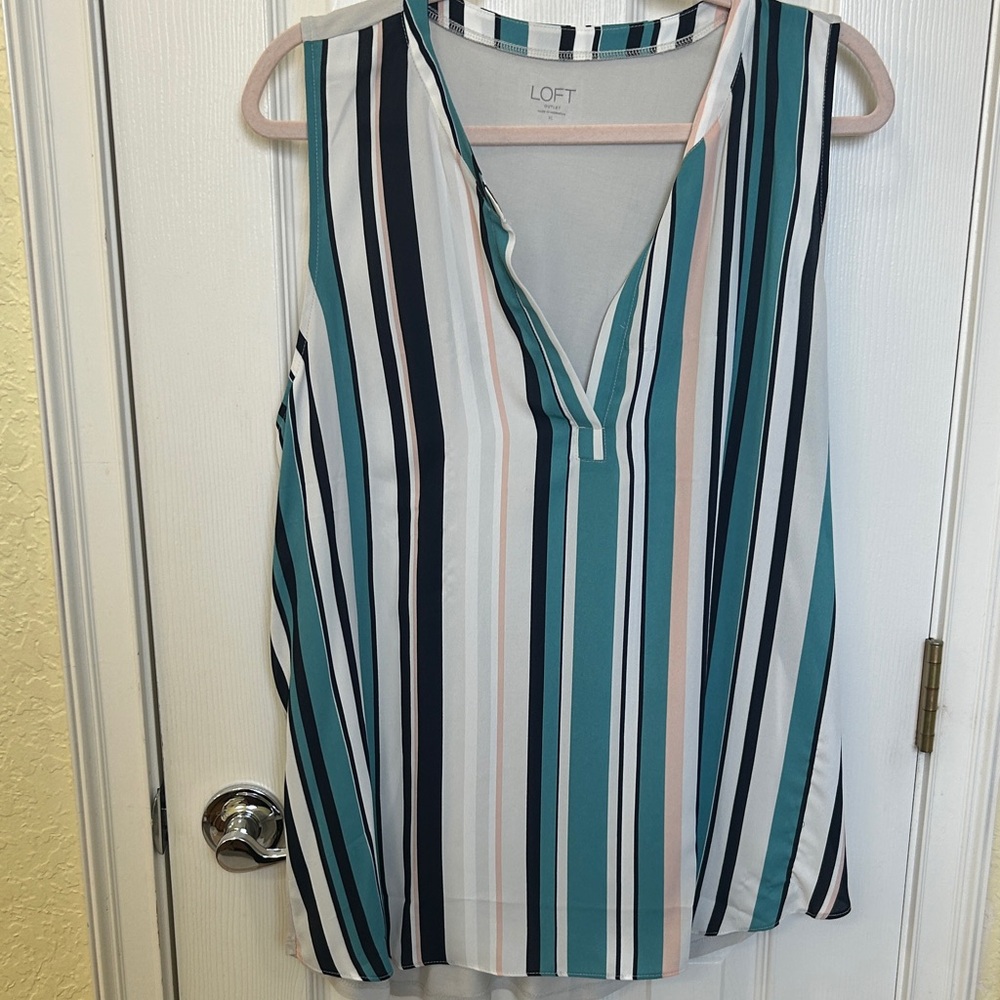 LOFT Women's Multicolor Striped Sleeveless Blouse